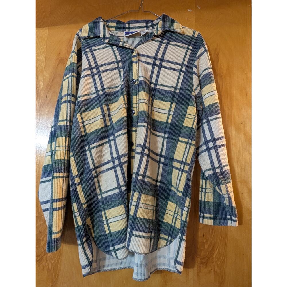 Vintage North Crest Plaid Corduroy Button Up Shirt Shacket Medium